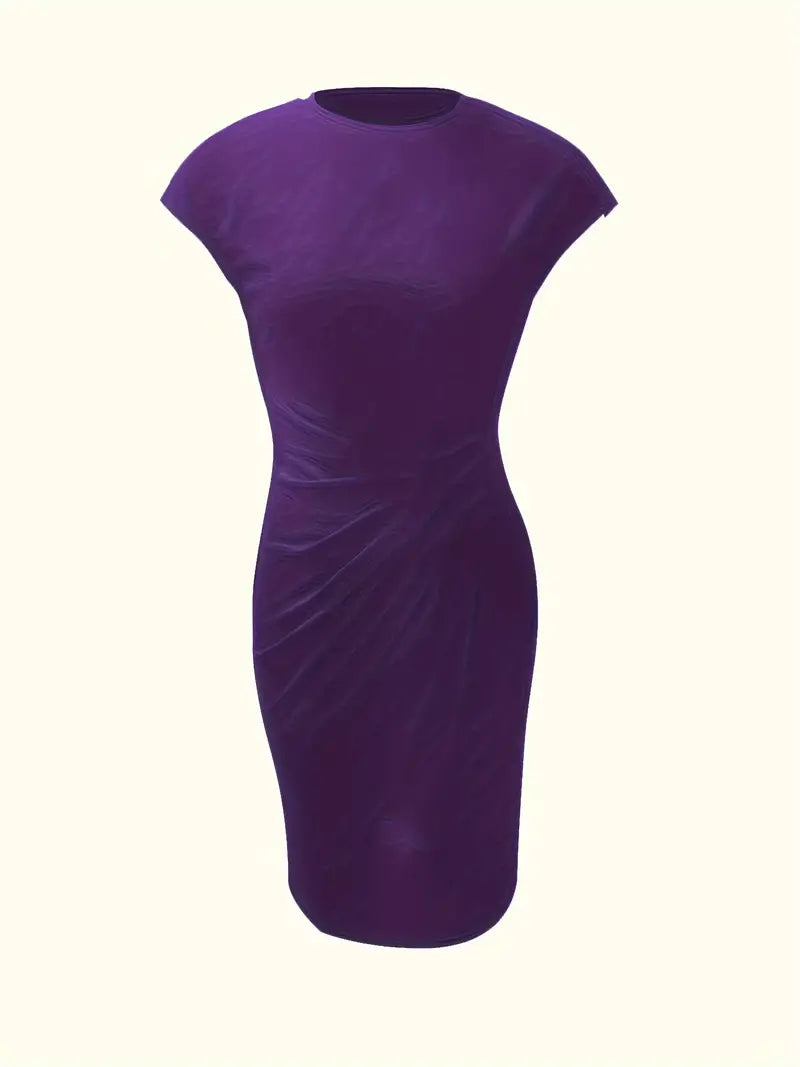 Clara | Vestido Elegante Midi De Mujer Con Cintura Fruncida Y Manga Corta