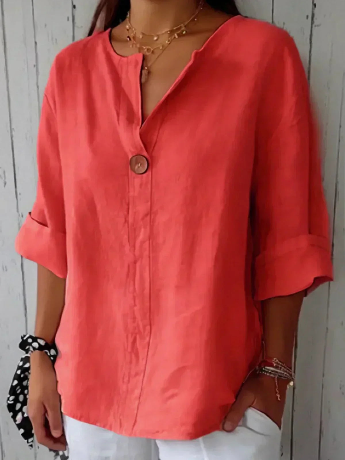 Léonie | Blusa Femenina Moderna Y Cómoda Con Cuello Asimétrico Y Diseño Relajado