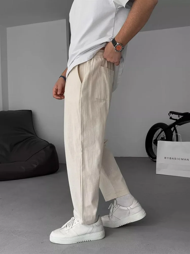 Enzo | Pantalones De Lino Corte Recto