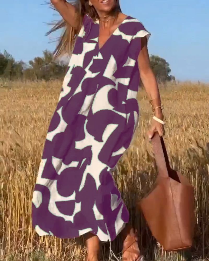Maërys | Vestido Amplio Con Estampado Gráfico Y Escote En V Para Mujer