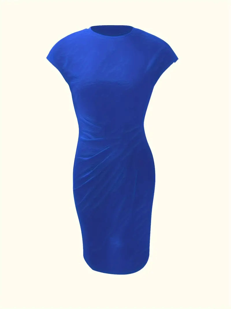 Clara | Vestido Elegante Midi De Mujer Con Cintura Fruncida Y Manga Corta