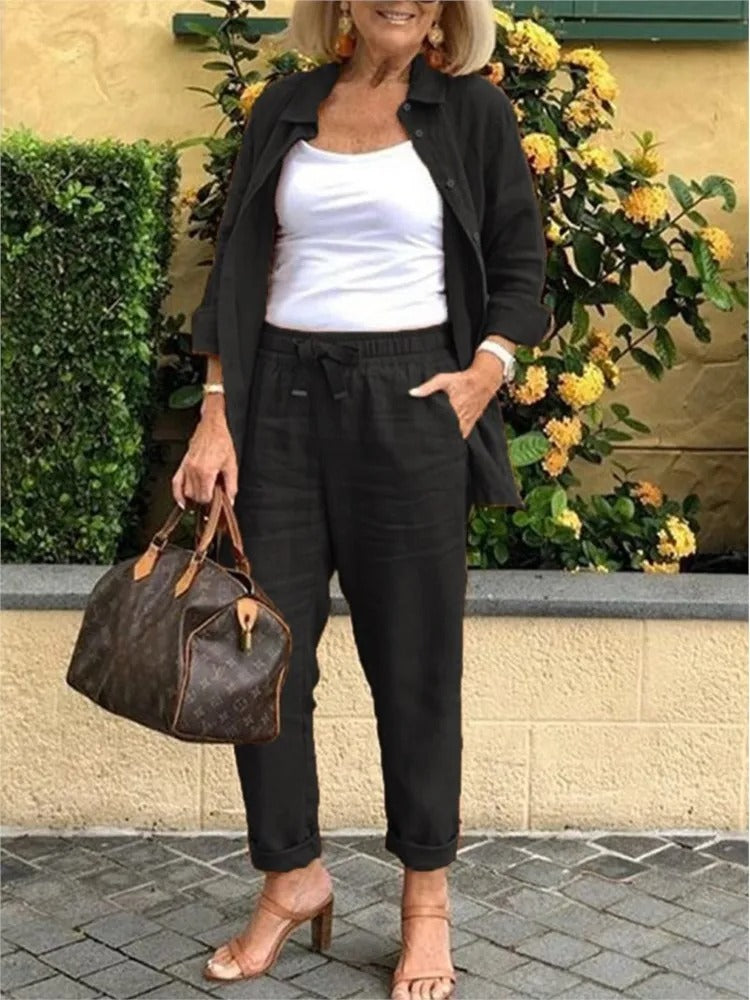 Santina | Conjunto De Lino De Verano Con Top Y Pantalón Corto