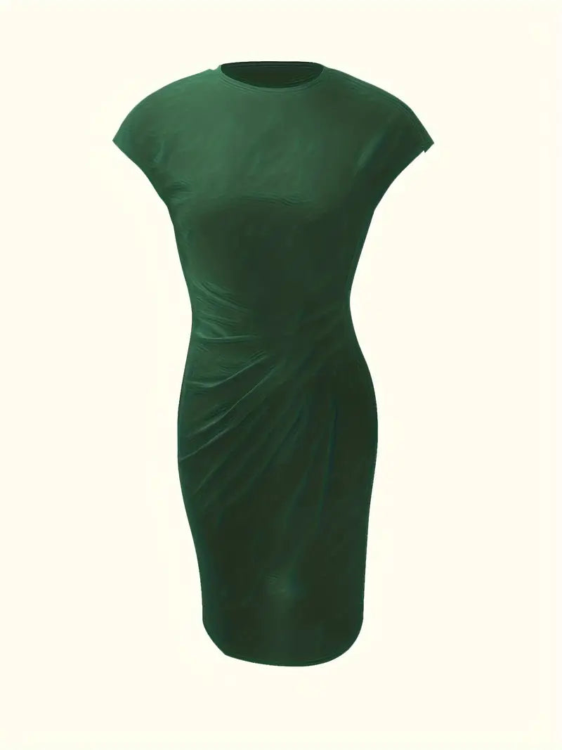 Clara | Vestido Elegante Midi De Mujer Con Cintura Fruncida Y Manga Corta