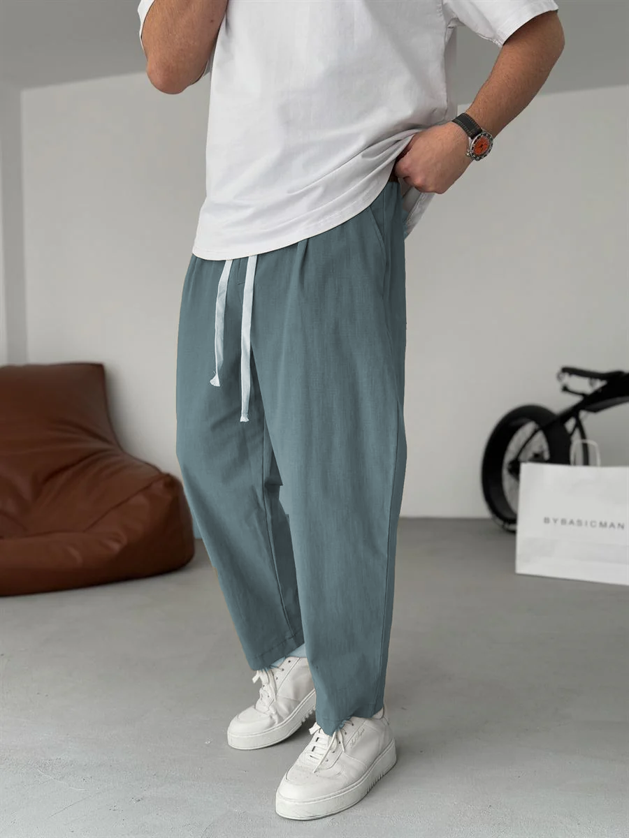 Enzo | Pantalones De Lino Corte Recto