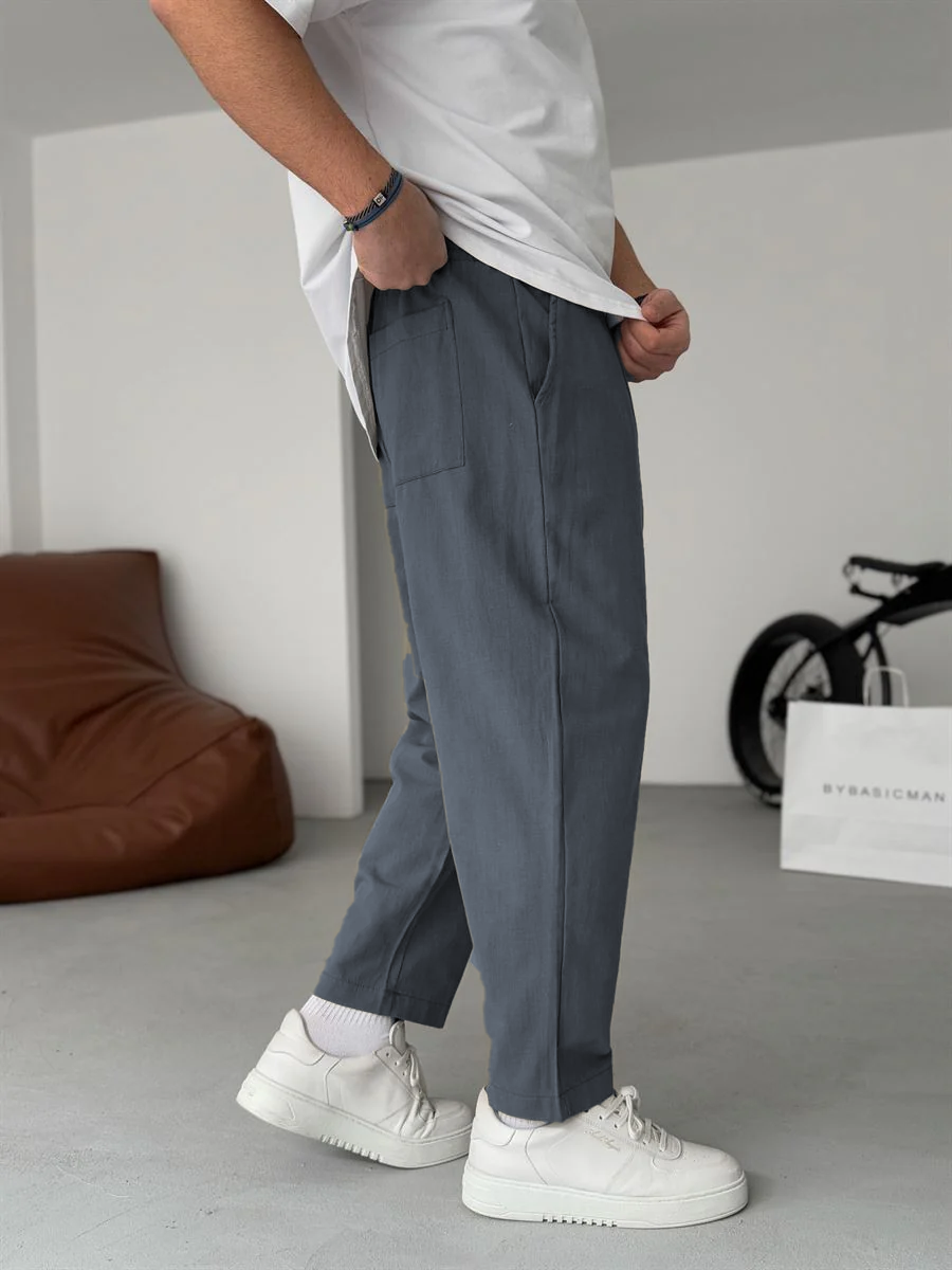 Enzo | Pantalones De Lino Corte Recto