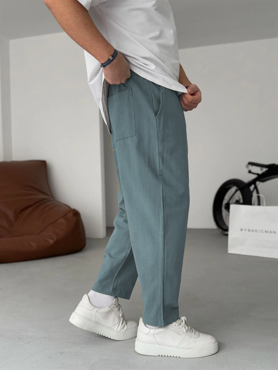 Enzo | Pantalones De Lino Corte Recto