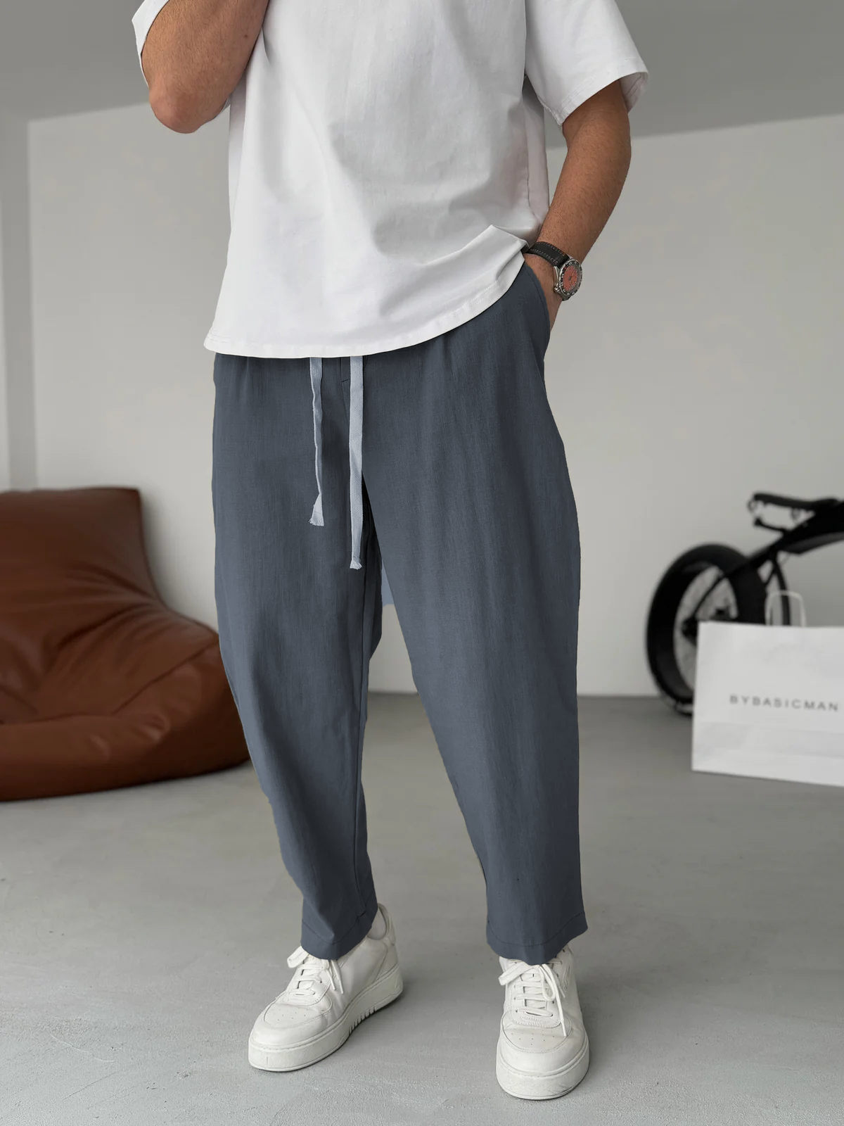 Enzo | Pantalones De Lino Corte Recto