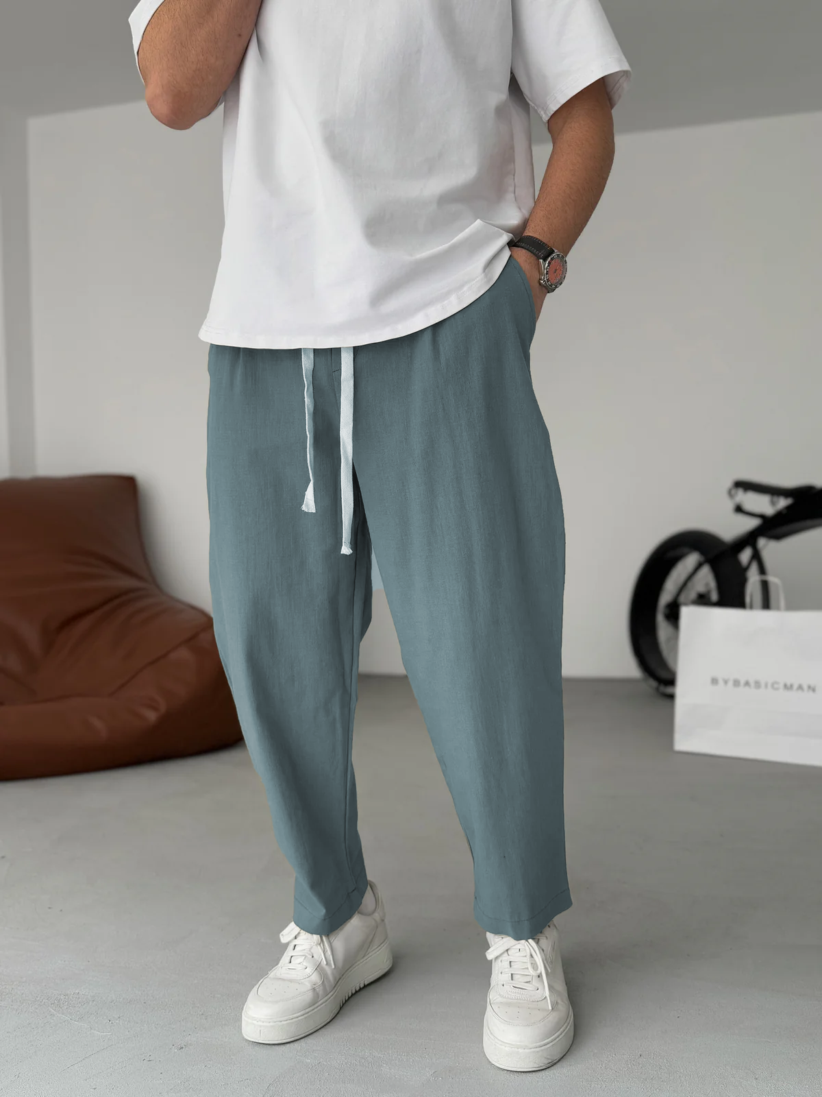 Enzo | Pantalones De Lino Corte Recto