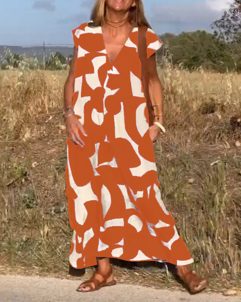 Maërys | Vestido Amplio Con Estampado Gráfico Y Escote En V Para Mujer