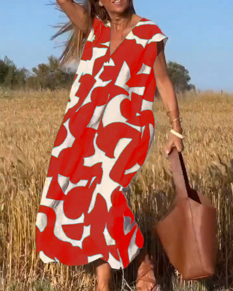 Maërys | Vestido Amplio Con Estampado Gráfico Y Escote En V Para Mujer