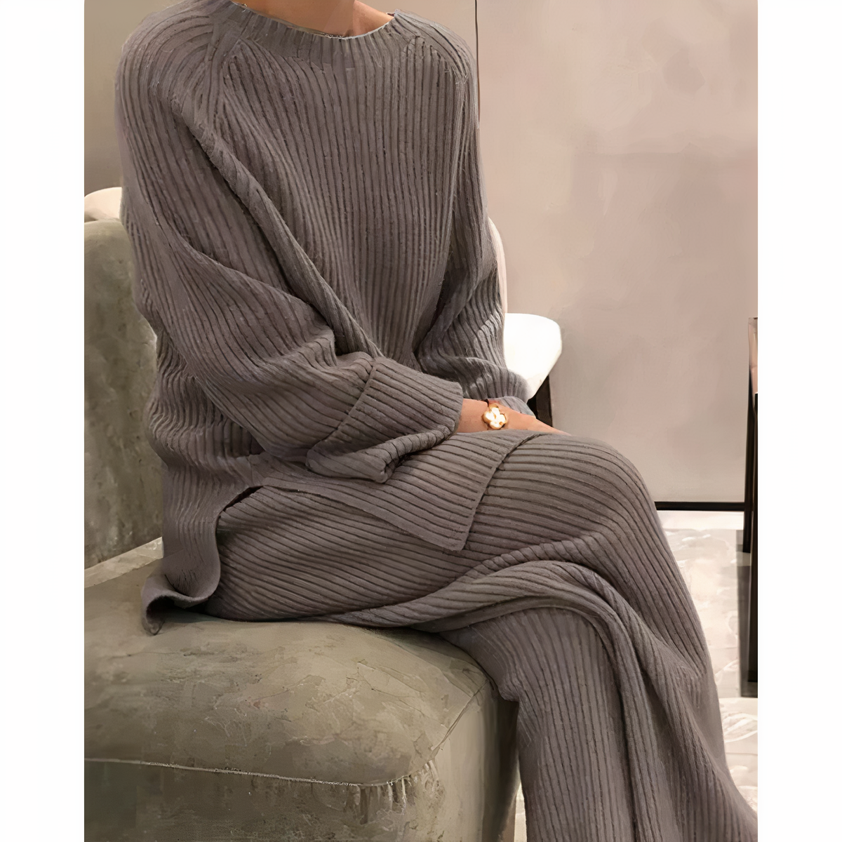 Samantha | Conjunto Casual De Jersey Y Pantalón De Punto