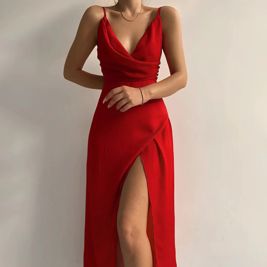 Vivian | Vestido con Escote en V y Abertura