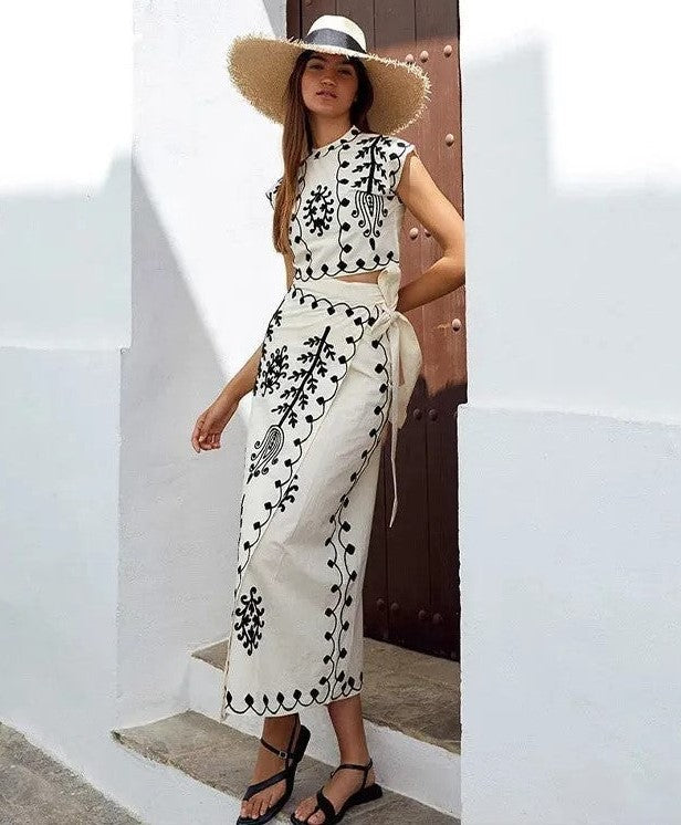 Camilla | Conjunto Estampado Top Y Falda