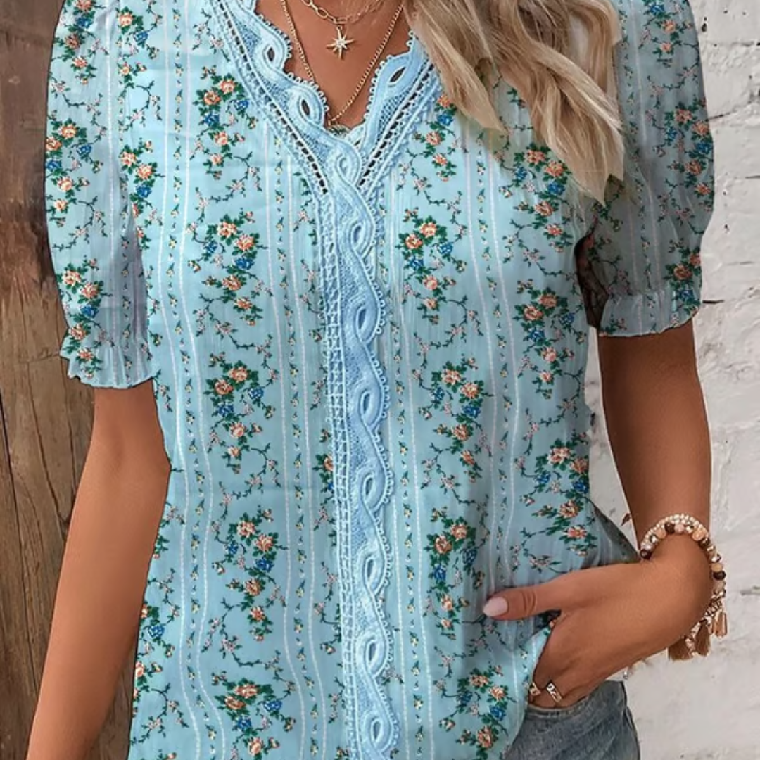 Arianne | Blusa Elegante De Encaje Con Escote En V