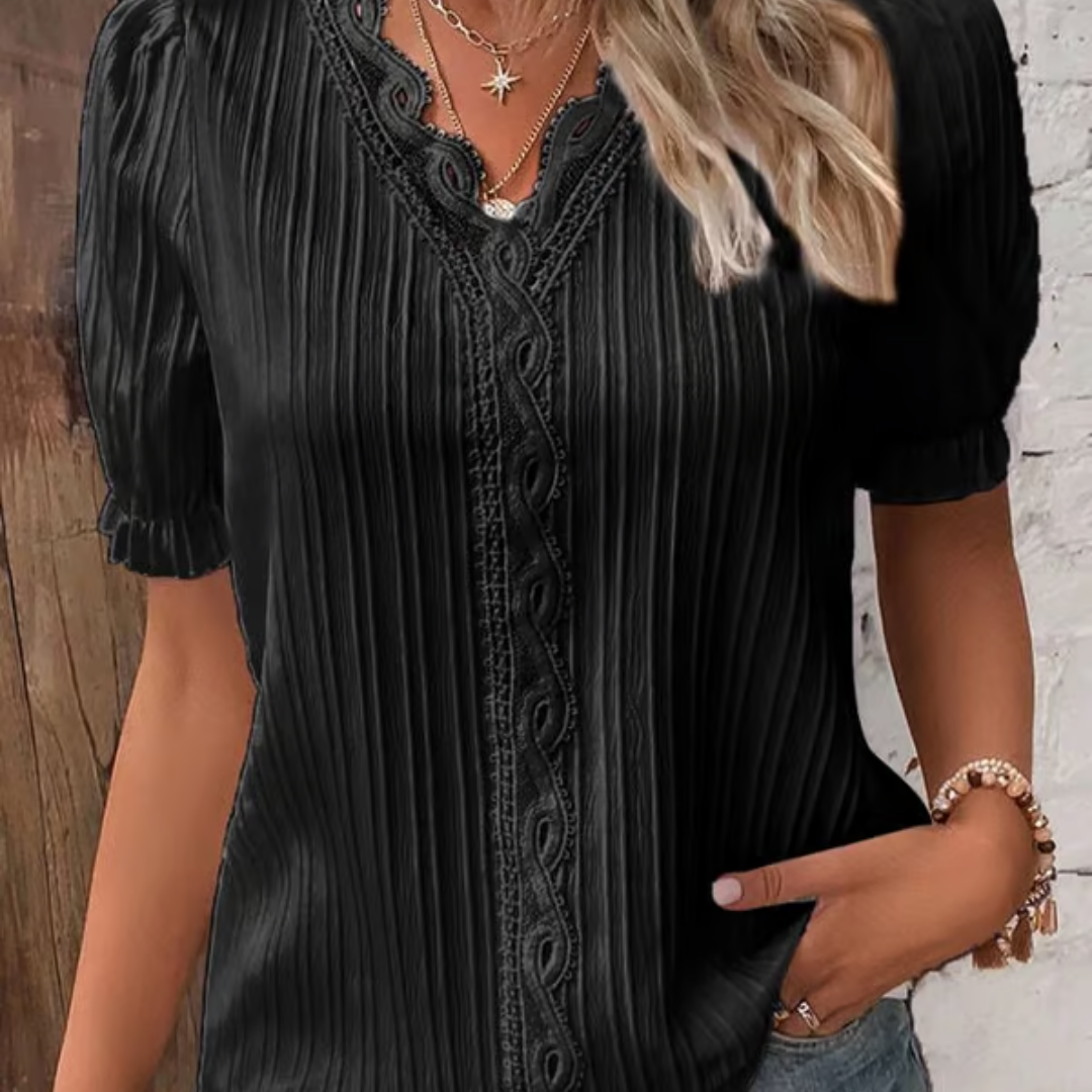 Arianne | Blusa Elegante De Encaje Con Escote En V