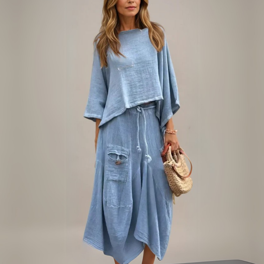 Luna | Conjunto De Dos Piezas Con Top Y Falda Fluida