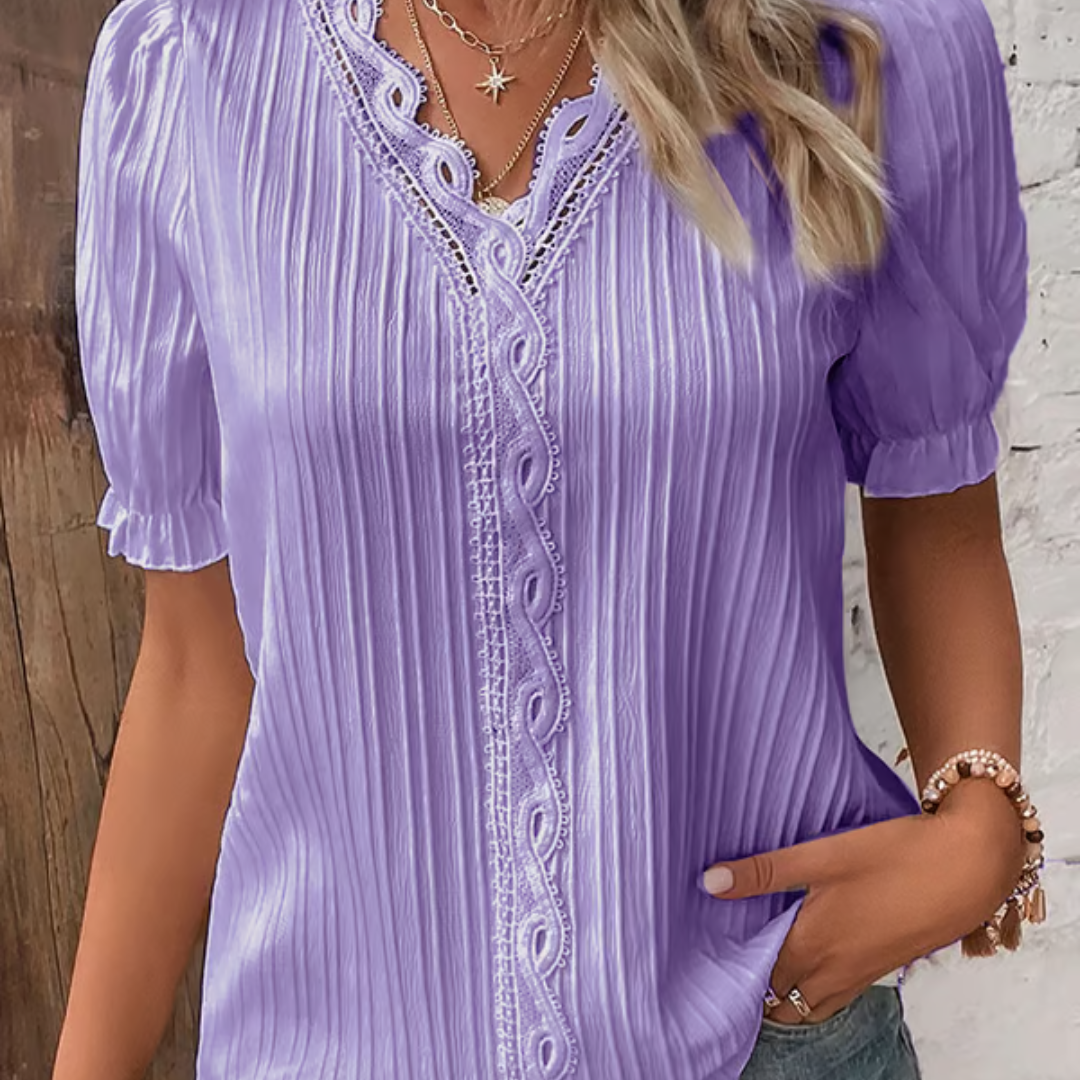 Arianne | Blusa Elegante De Encaje Con Escote En V