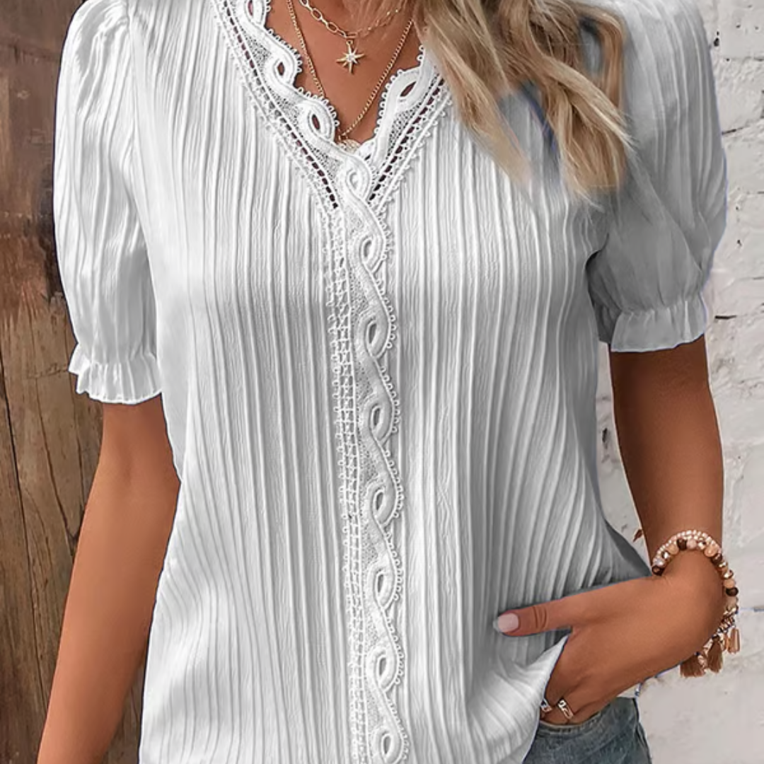Arianne | Blusa Elegante De Encaje Con Escote En V