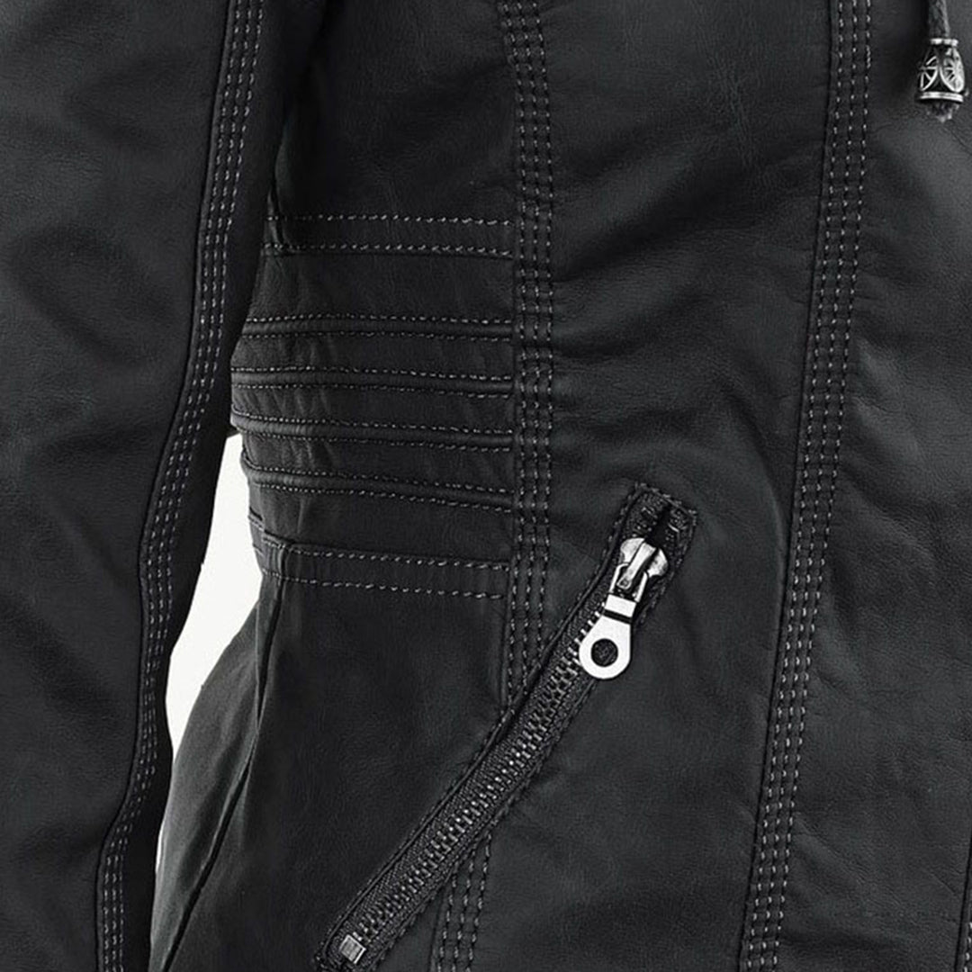 Leigh | Chaqueta De Cuero Impermeable Para Mujer Con Capucha