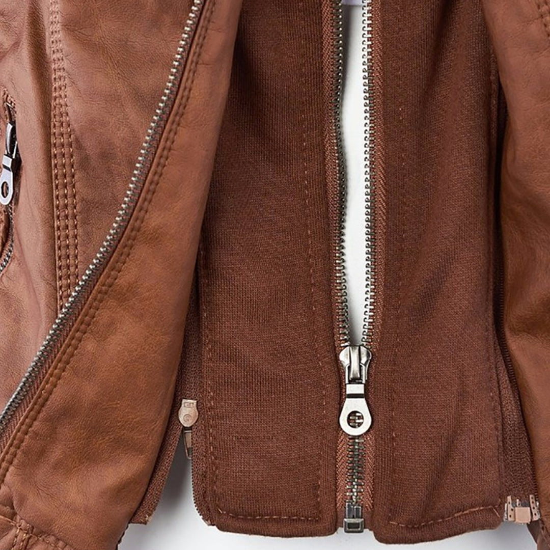 Leigh | Chaqueta De Cuero Impermeable Para Mujer Con Capucha