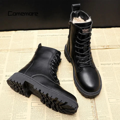 Delphine | Botas Invierno de Cuero Negro Modernas