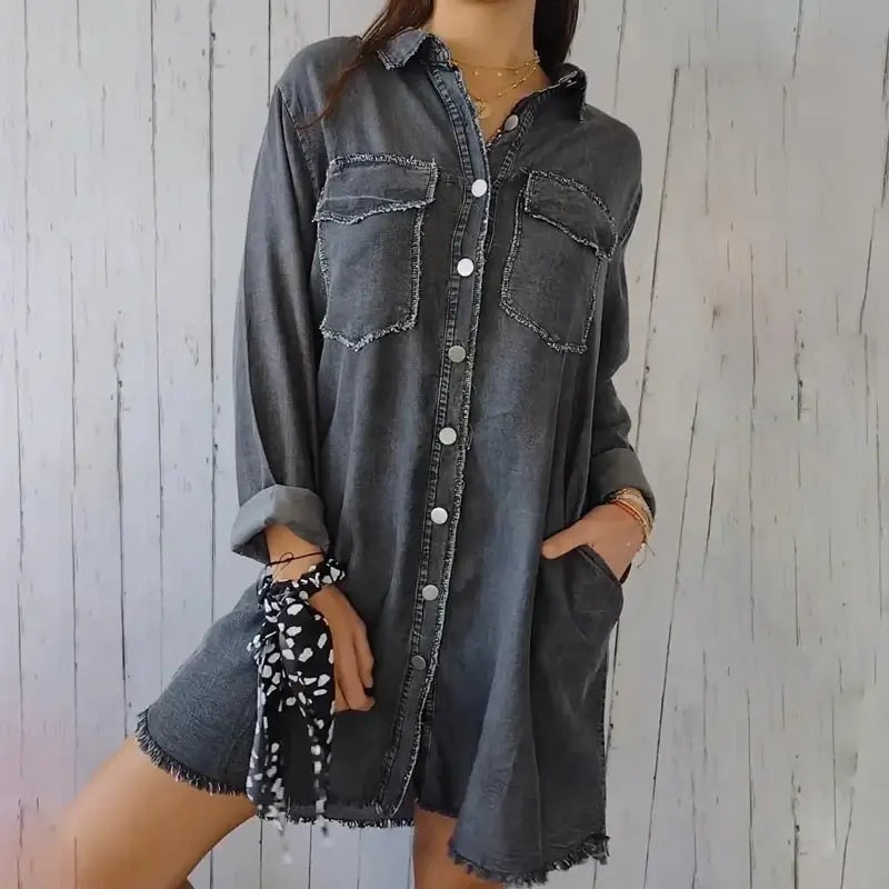 Valeria | Camisa Vaquera Casual De Manga Larga