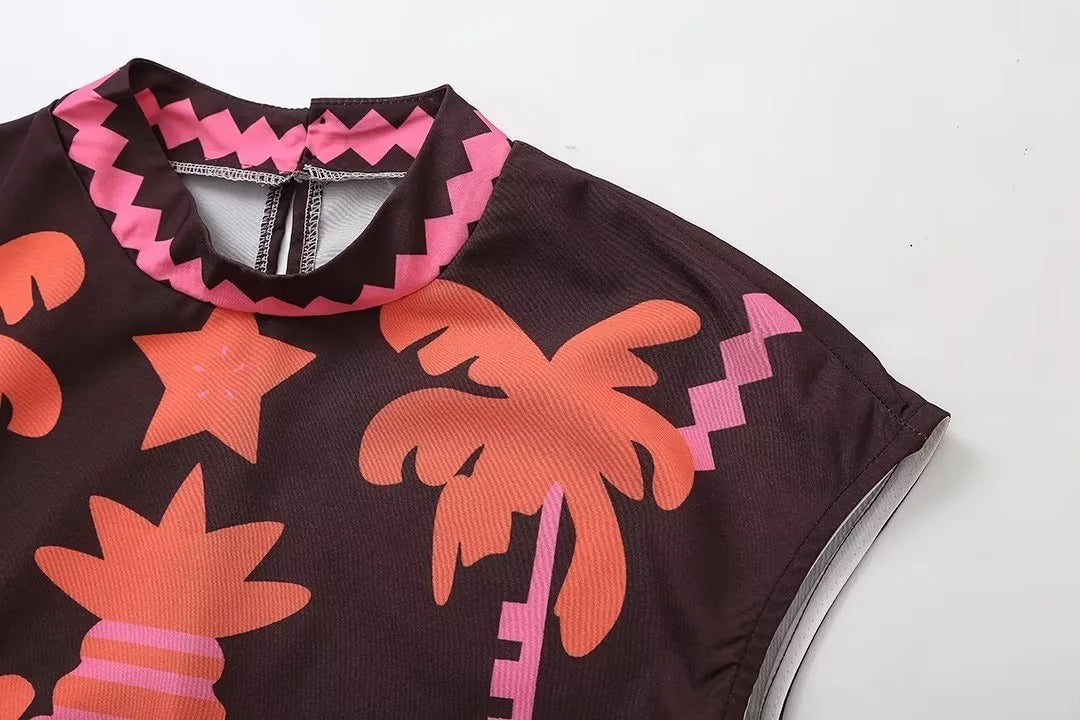 Katia | Conjunto Estampado De Top Y Falda
