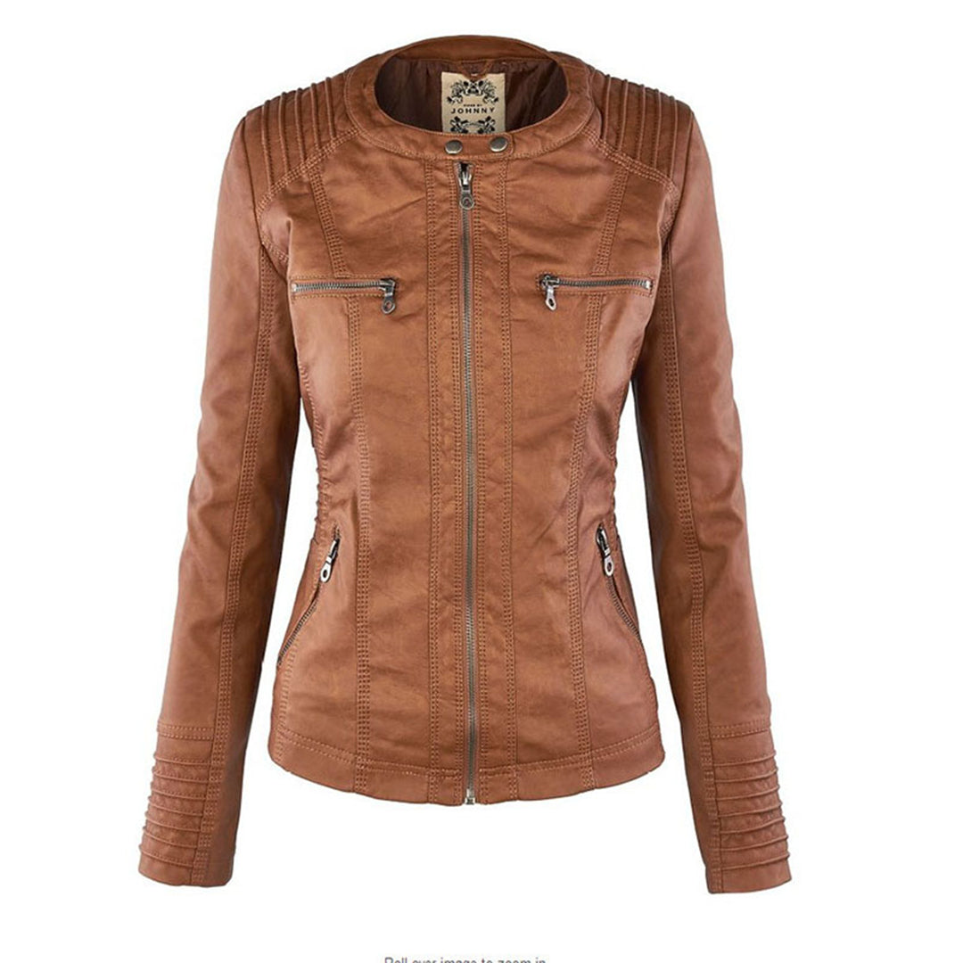 Leigh | Chaqueta De Cuero Impermeable Para Mujer Con Capucha
