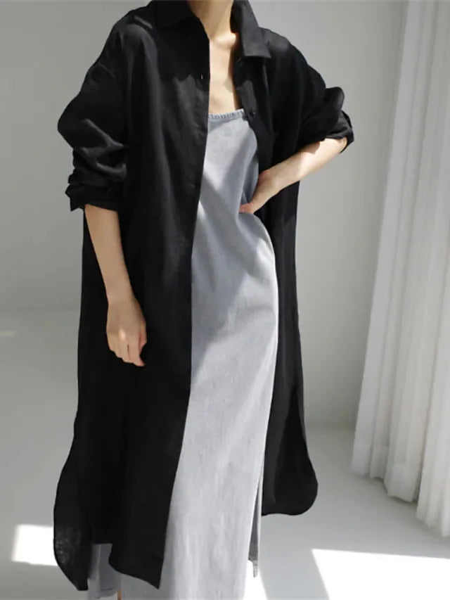 María | Vestido Camisero Maxi De Algodón
