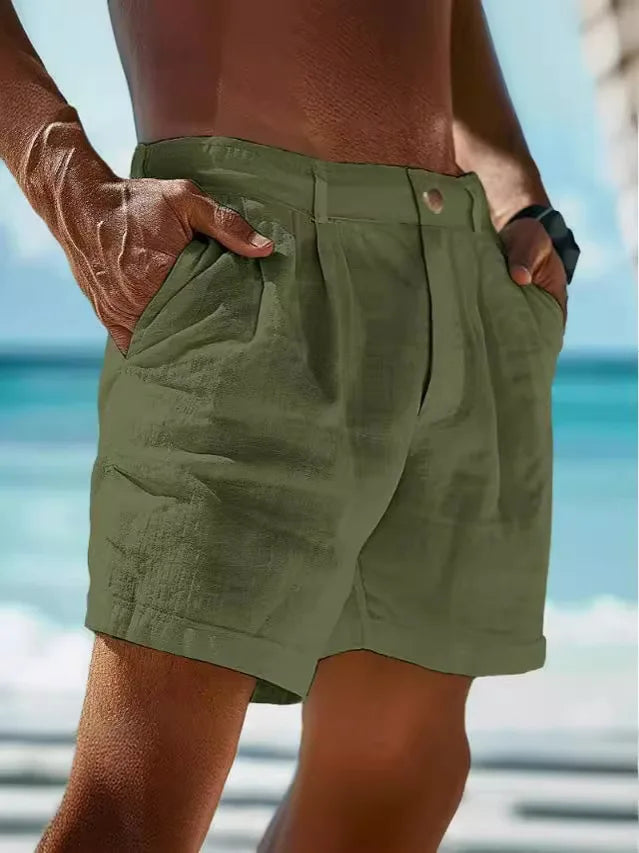 Aaron | Pantalones Cortos De Lino Transpirables Para Hombre Con Estilo Veraniego