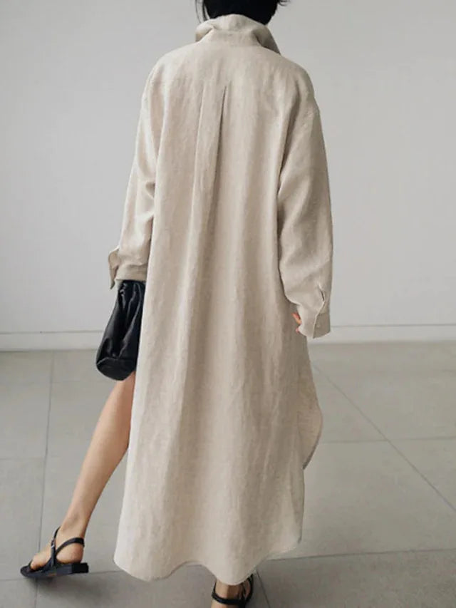 María | Vestido Camisero Maxi De Algodón