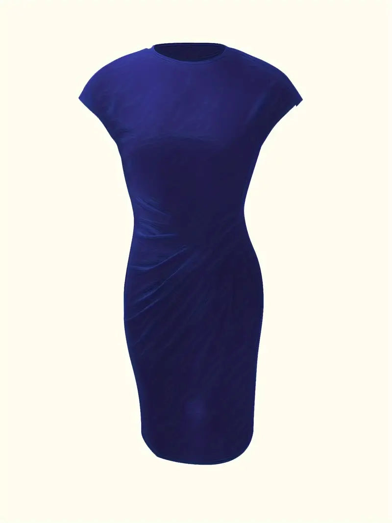 Clara | Vestido Elegante Midi De Mujer Con Cintura Fruncida Y Manga Corta