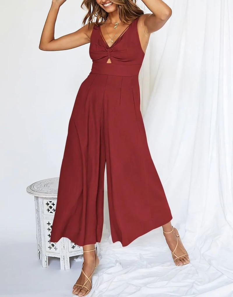 Brigitta | Mono Elegante Sin Mangas Con Escote En V Y Pernera Ancha