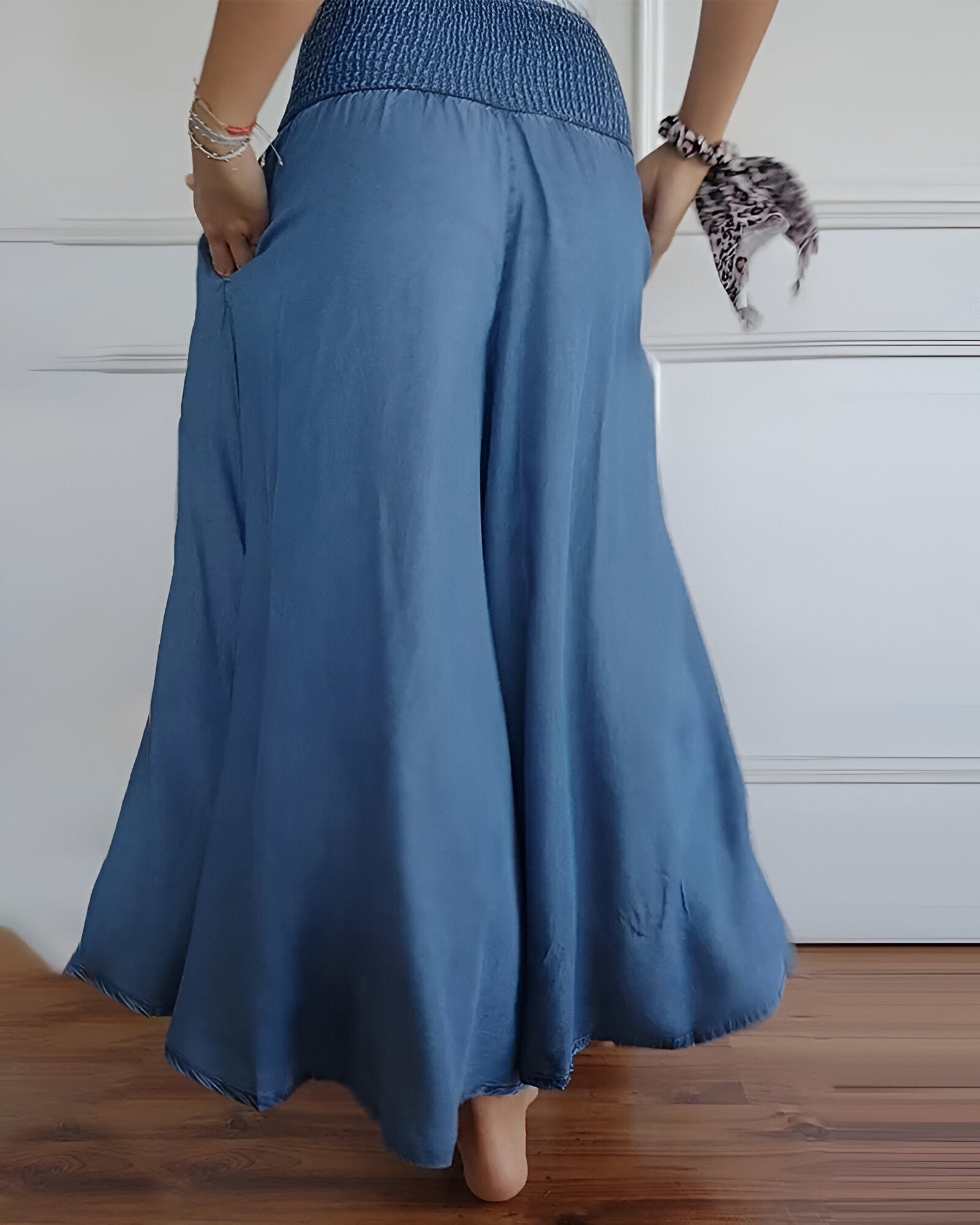 Amplia y cómoda pantalón de mujer con cintura elástica y fluidez encantadora – ELYSIA