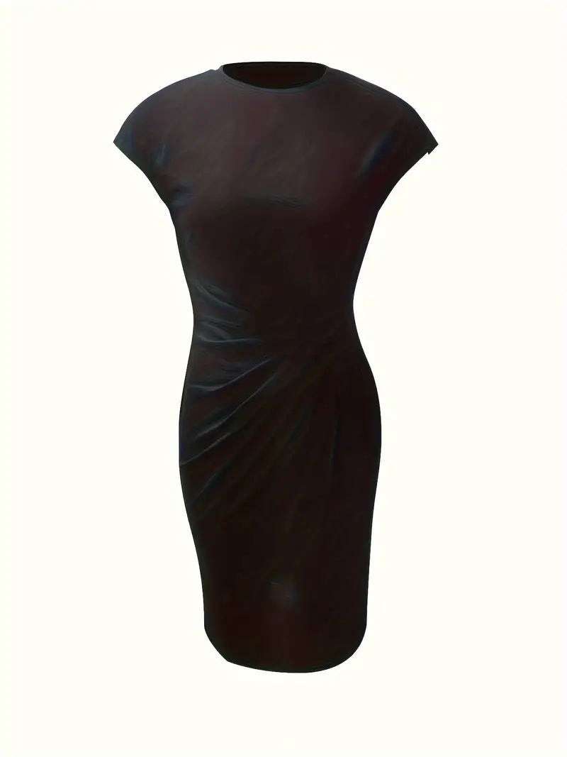 Clara | Vestido Elegante Midi De Mujer Con Cintura Fruncida Y Manga Corta