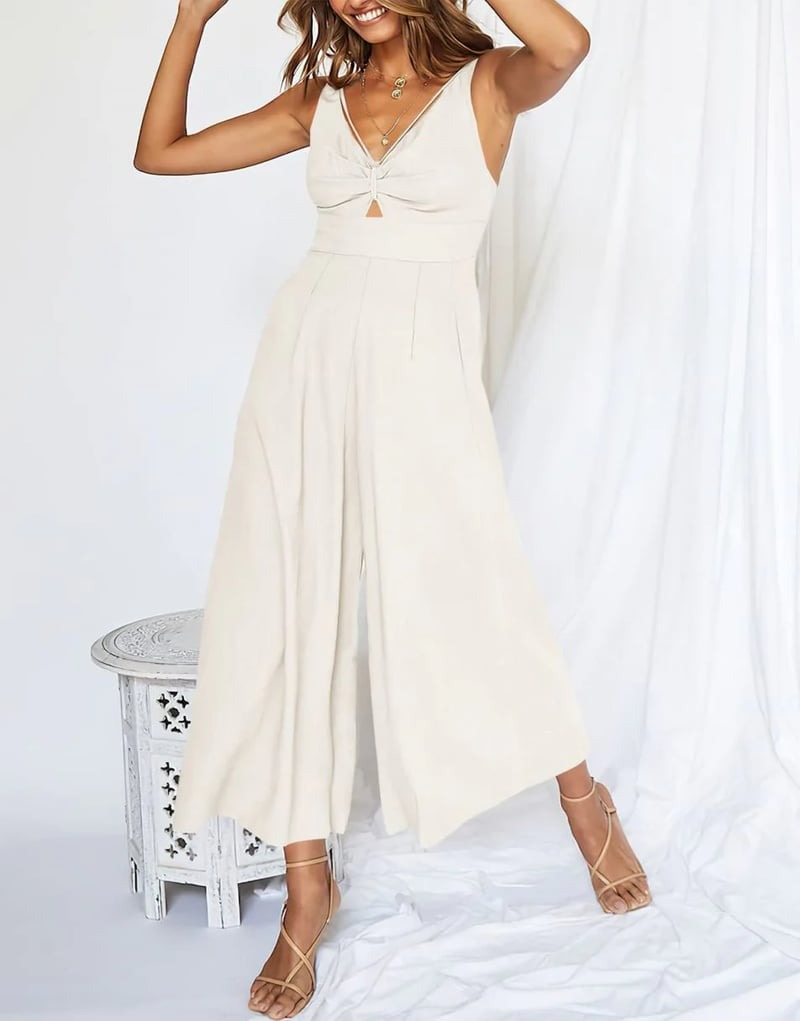 Brigitta | Mono Elegante Sin Mangas Con Escote En V Y Pernera Ancha