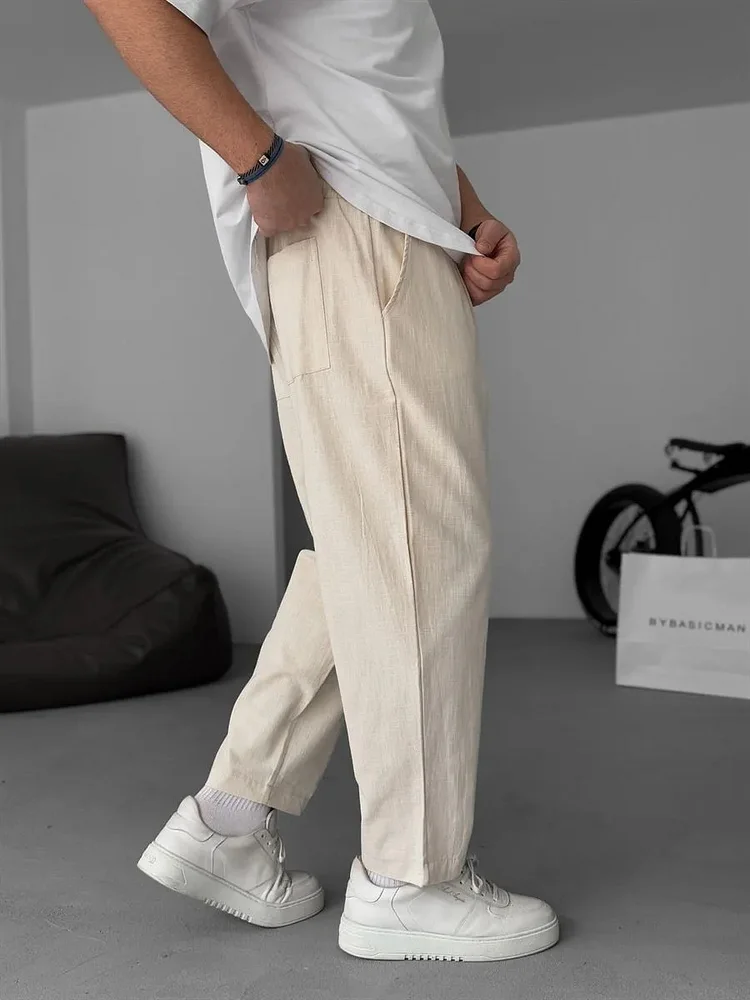 Enzo | Pantalones De Lino Corte Recto
