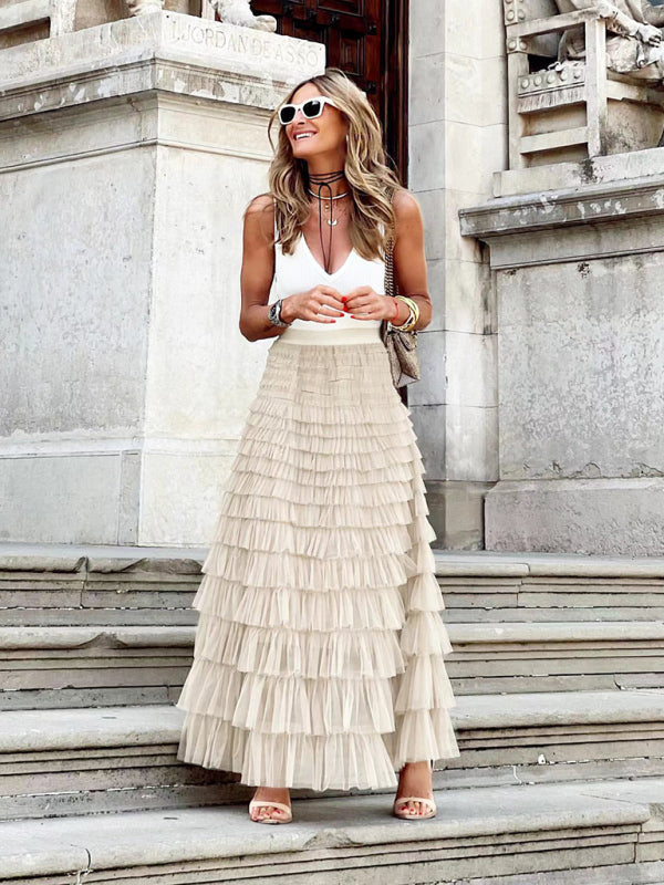 Averie | Maxi Falda De Tul En Capas