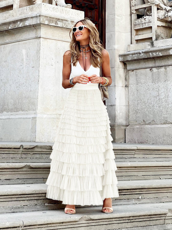Averie | Maxi Falda De Tul En Capas
