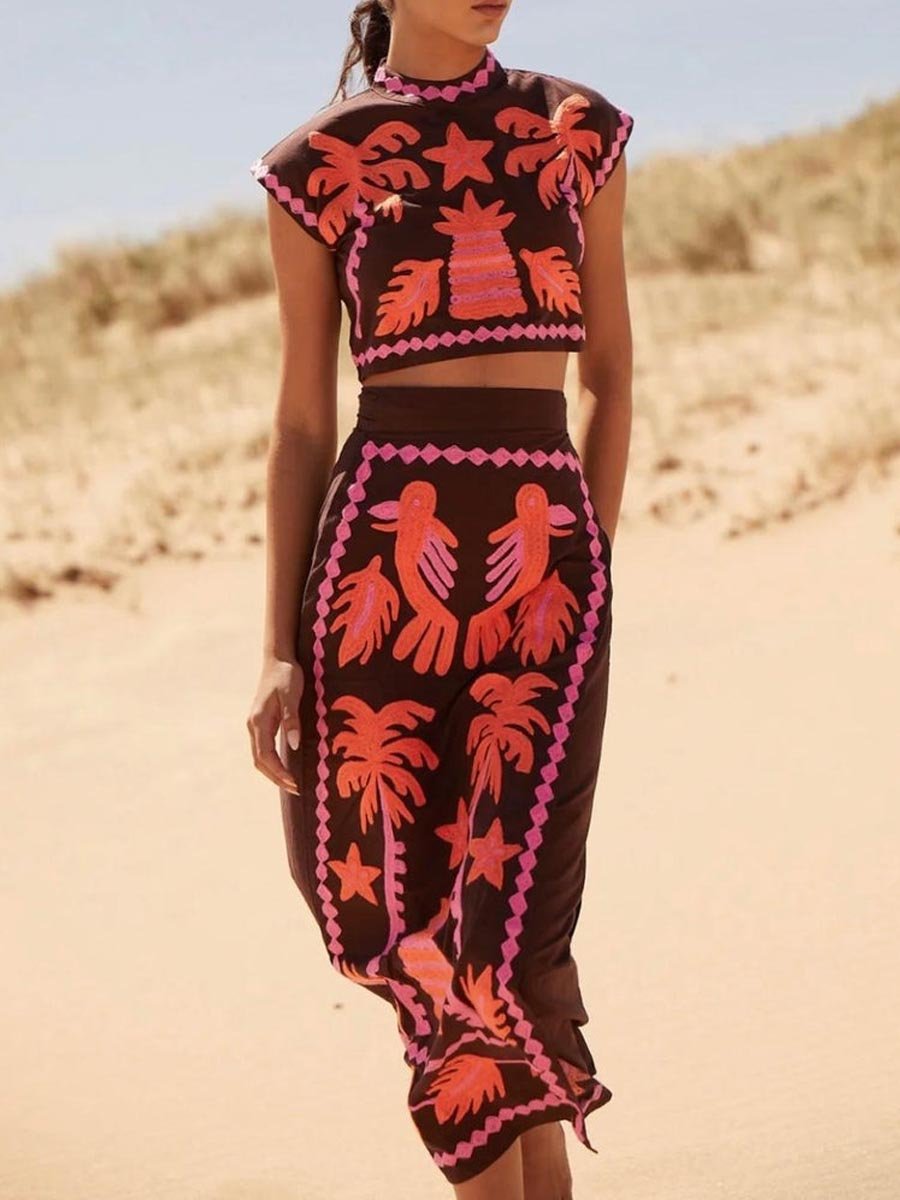 Katia | Conjunto Estampado De Top Y Falda