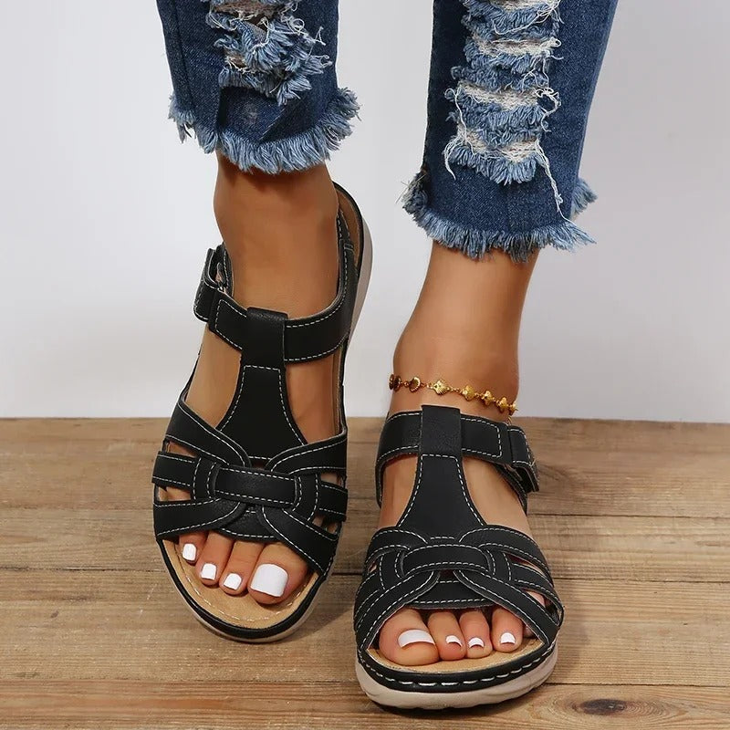 Iralia | Sandalias Ortopédicas De Cuero Con Plantilla Anatómica Para Mujer