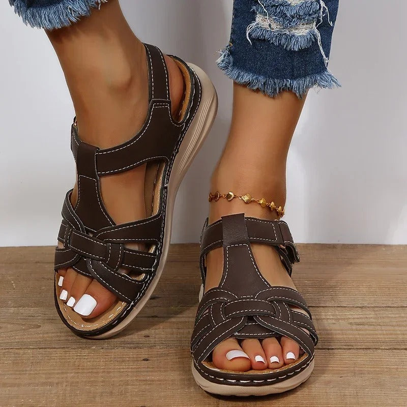 Iralia | Sandalias Ortopédicas De Cuero Con Plantilla Anatómica Para Mujer