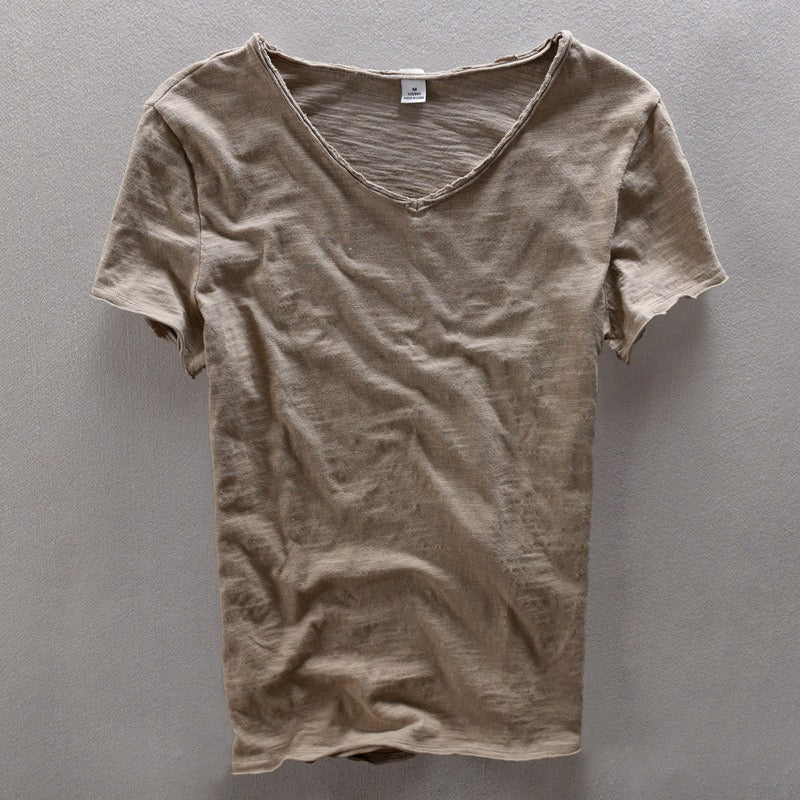 Leonvín | Camiseta De Hombre Con Escote En V Y Acabado Desenfadado