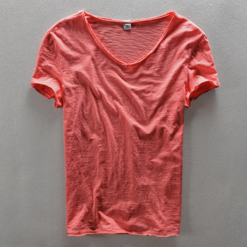 Leonvín | Camiseta De Hombre Con Escote En V Y Acabado Desenfadado