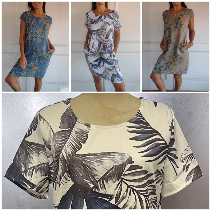 Naia | Vestido Corto Fluido Estampado De Hojas