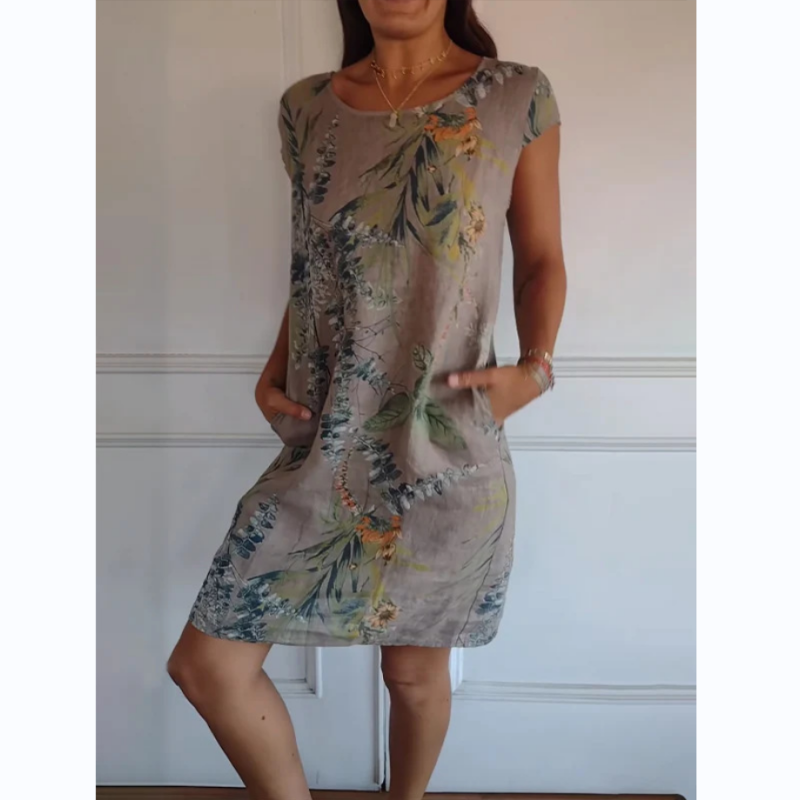 Naia | Vestido Corto Fluido Estampado De Hojas