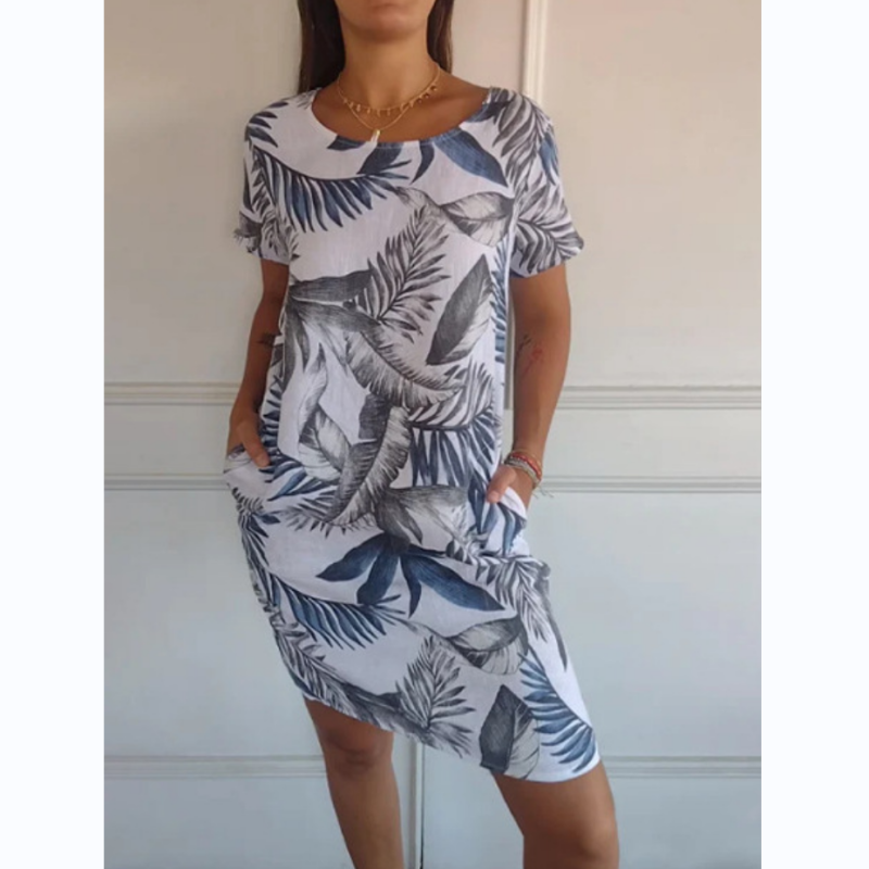 Naia | Vestido Corto Fluido Estampado De Hojas