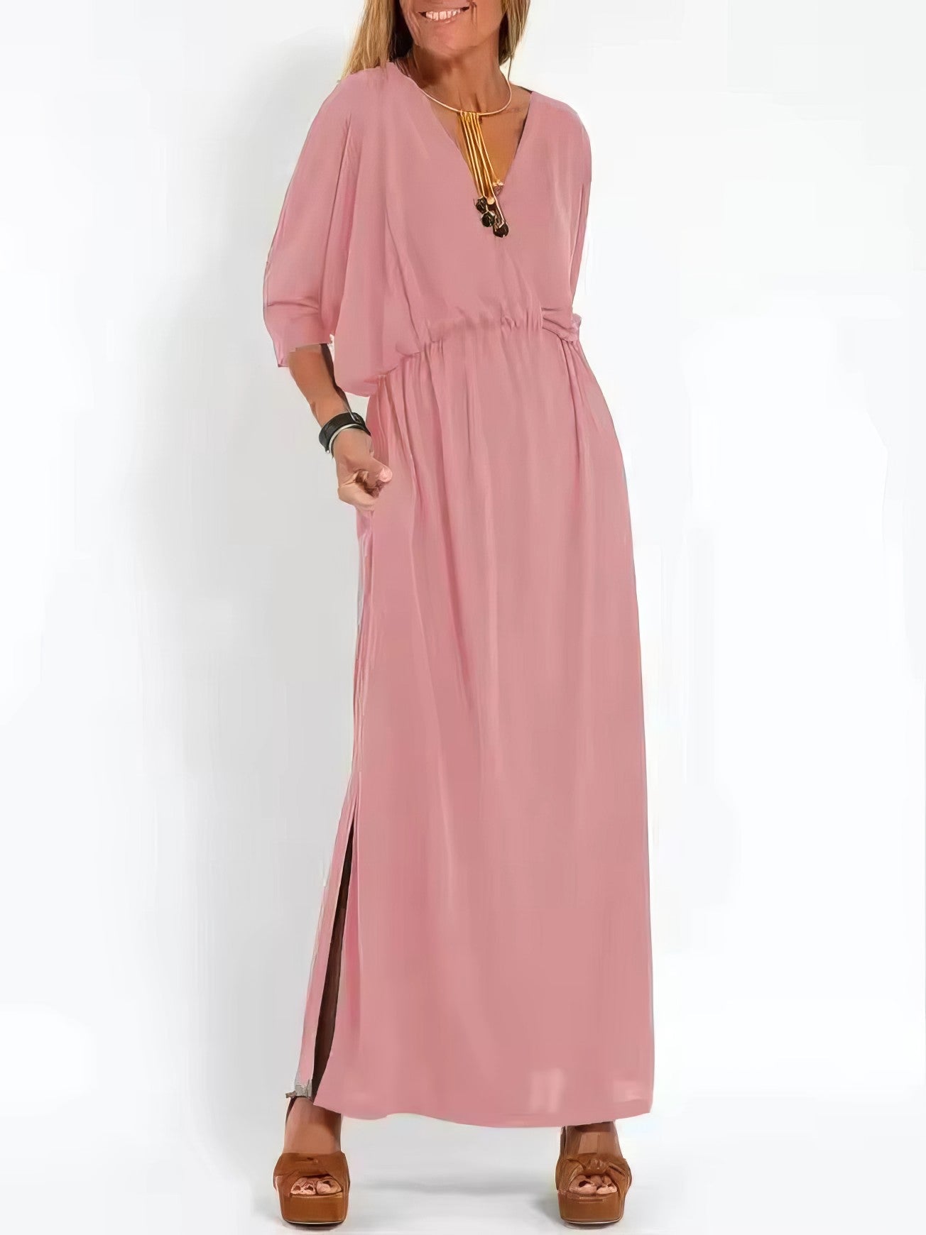 Valeria | Vestido Largo Vintage De Noche Con Cuello En V