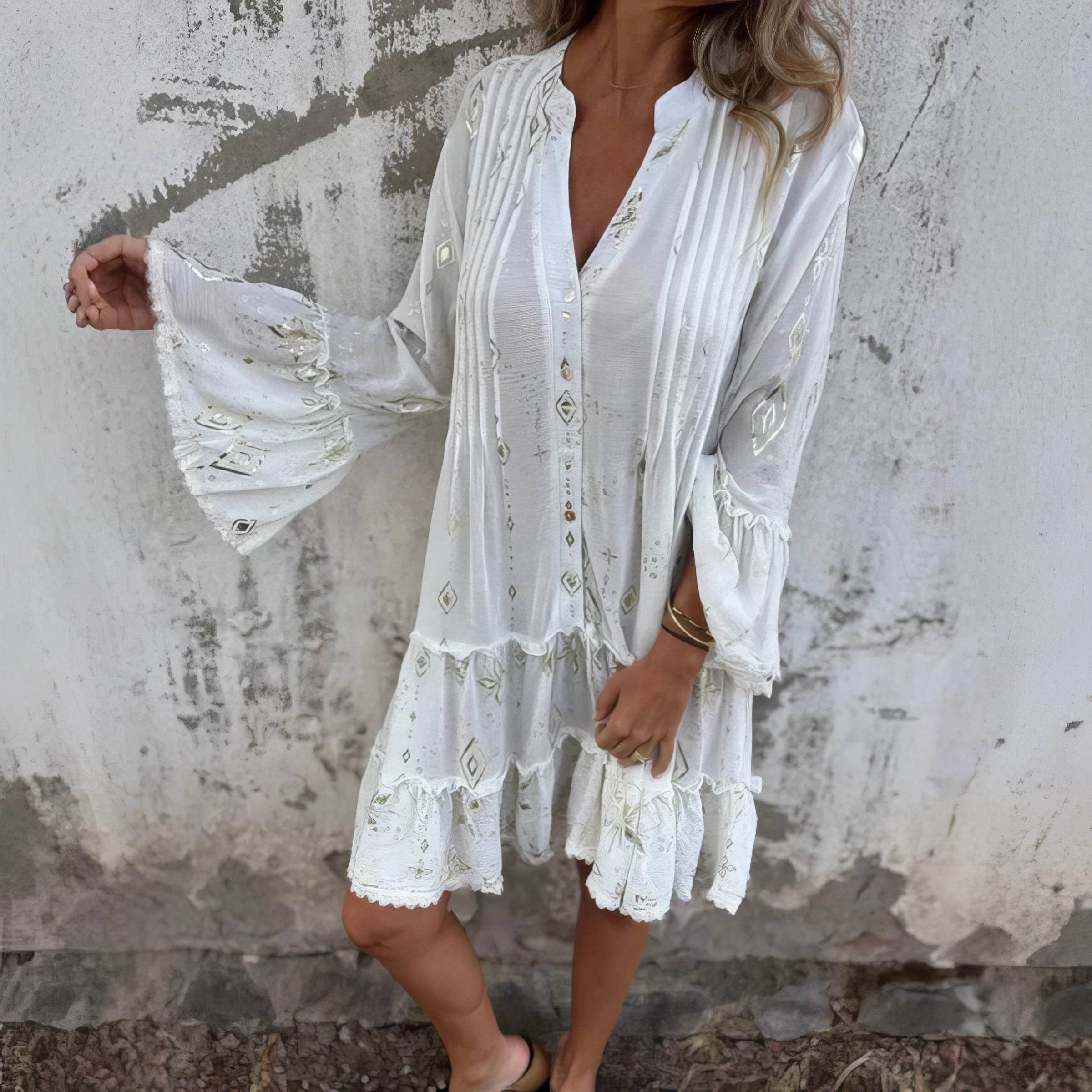 Isabel | Vestido Cómodo Con Escote En V Y Estampado