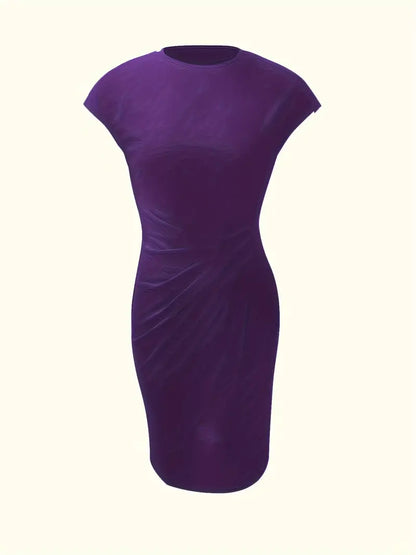 Clara | Vestido Elegante Midi De Mujer Con Cintura Fruncida Y Manga Corta